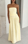White Fox Bittersweet Babe Strapless Broderie Maxi Dress Butter