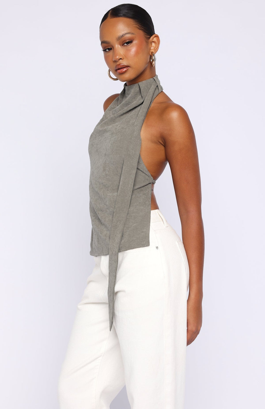 White Fox I'll Always Be Yours Halter Top Petrol