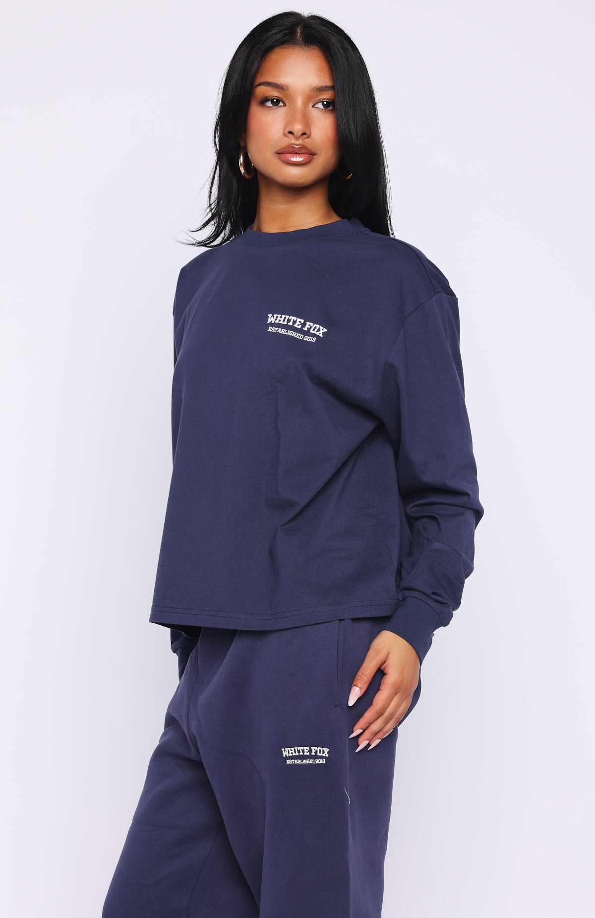 White Fox Can't Miss It Long Sleeve Tee Navy