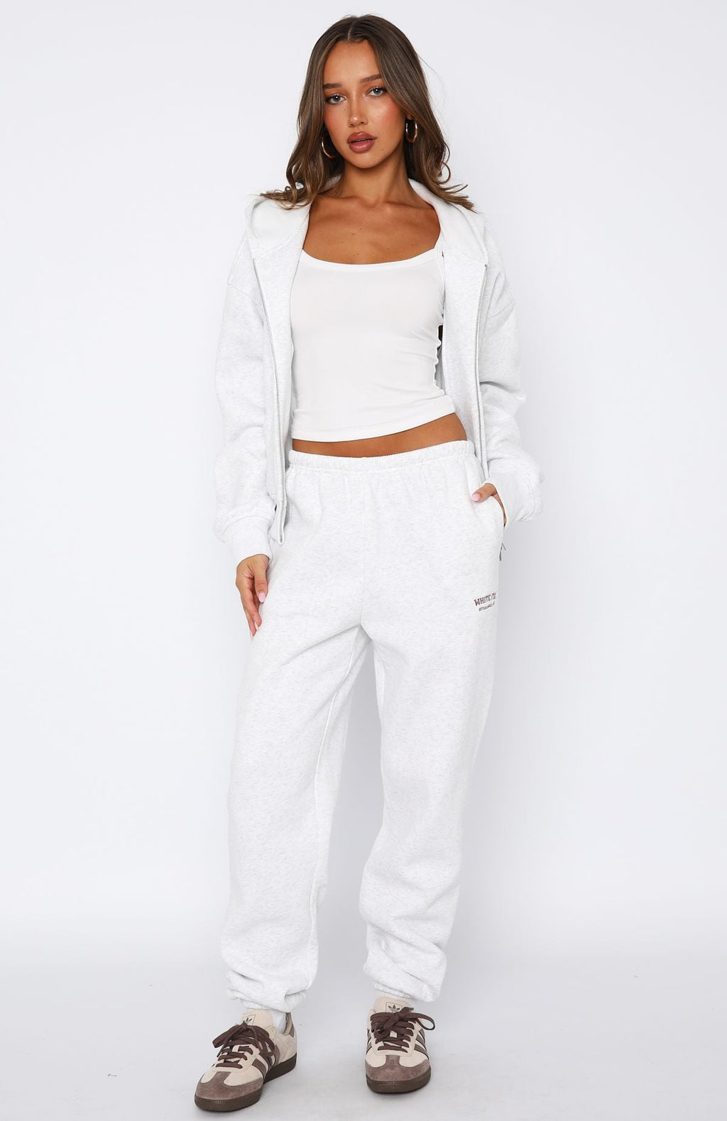 White Fox Can't Miss It Sweatpants Grey Marle/Rose Gold
