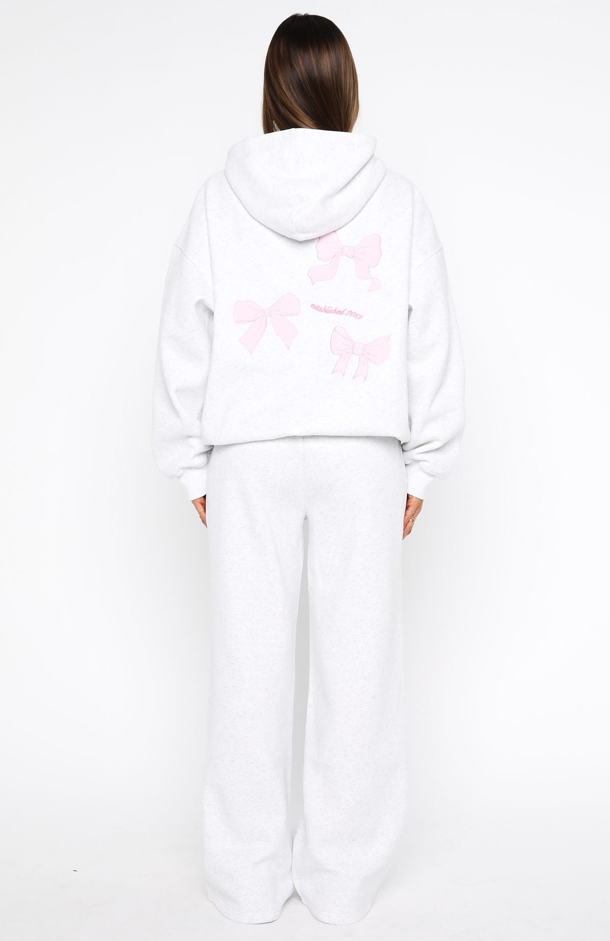 White Fox Daydreamers Madeline Wide Leg Sweatpants Grey Marle