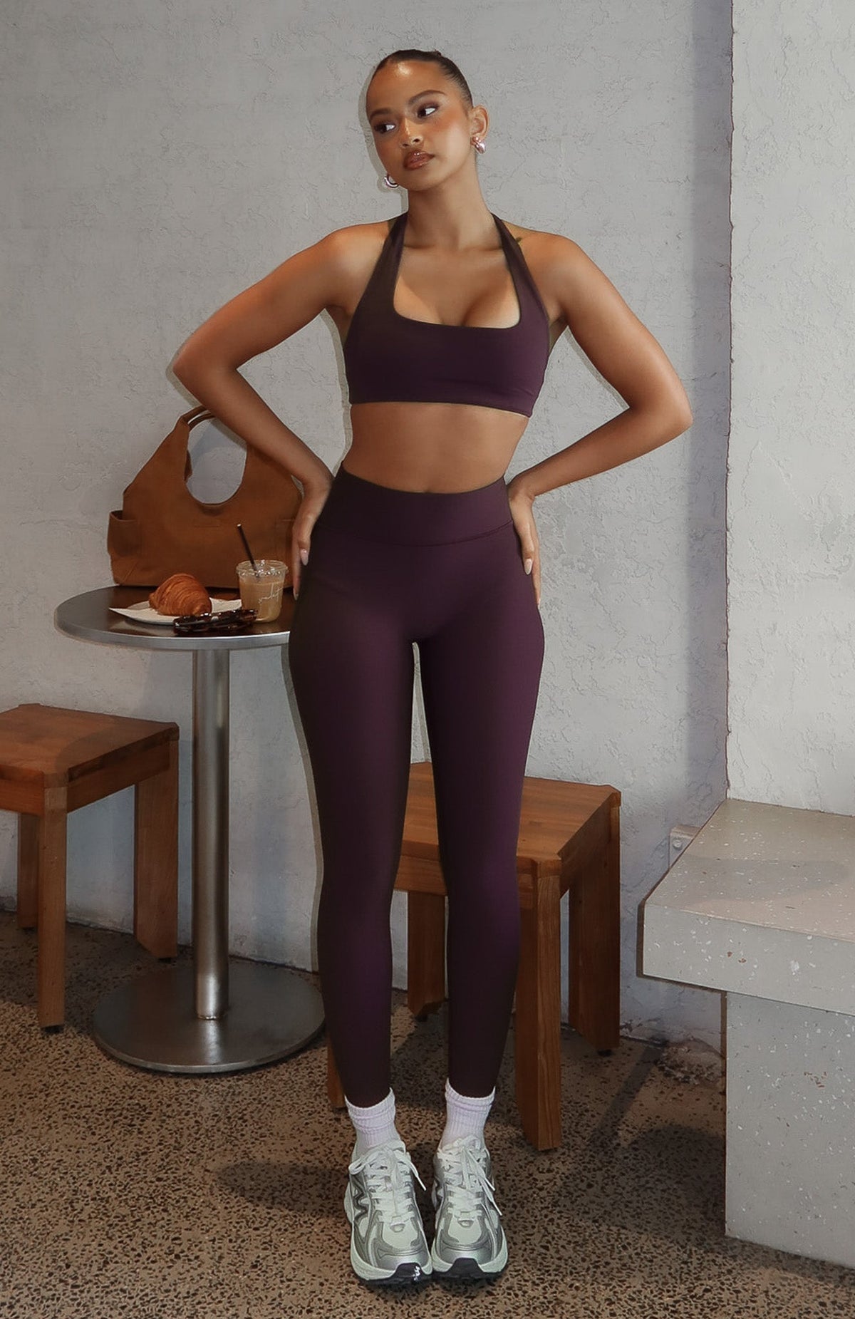 White Fox Go Getter High Waisted Leggings Midnight Plum