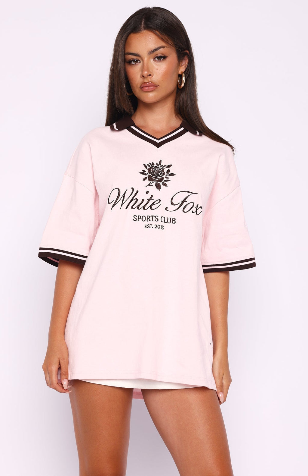 White Fox Along The Way Oversized Jersey Pink