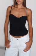 White Fox Riding the Wave Bow Trim Top Black