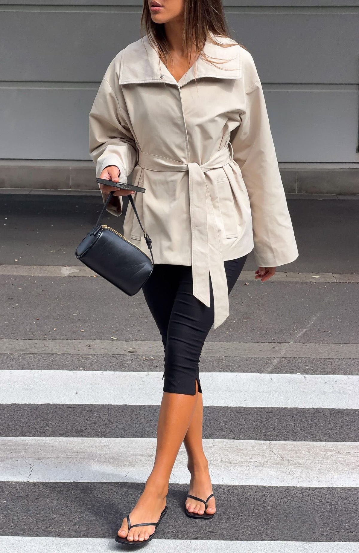White Fox Could Touch Cropped Trench Jacket Sand