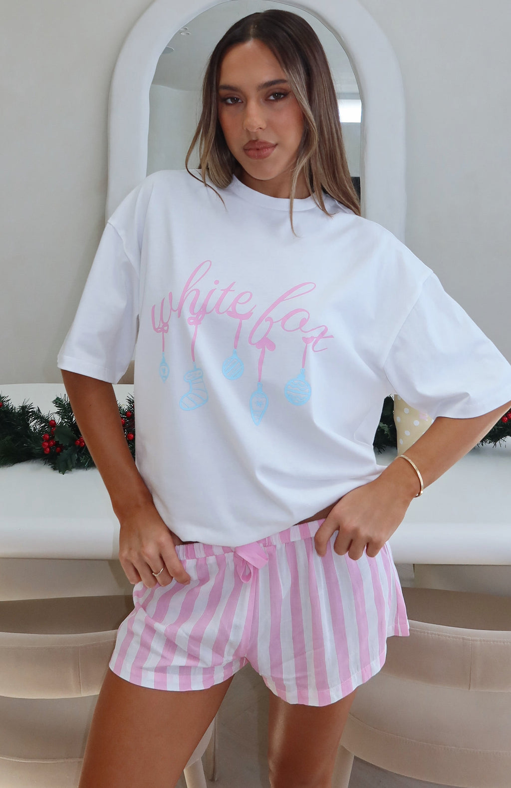 White Fox Silly Season Pyjama Oversized Tee White