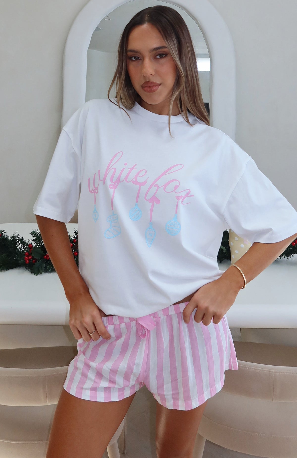 White Fox Silly Season Pyjama Oversized Tee White
