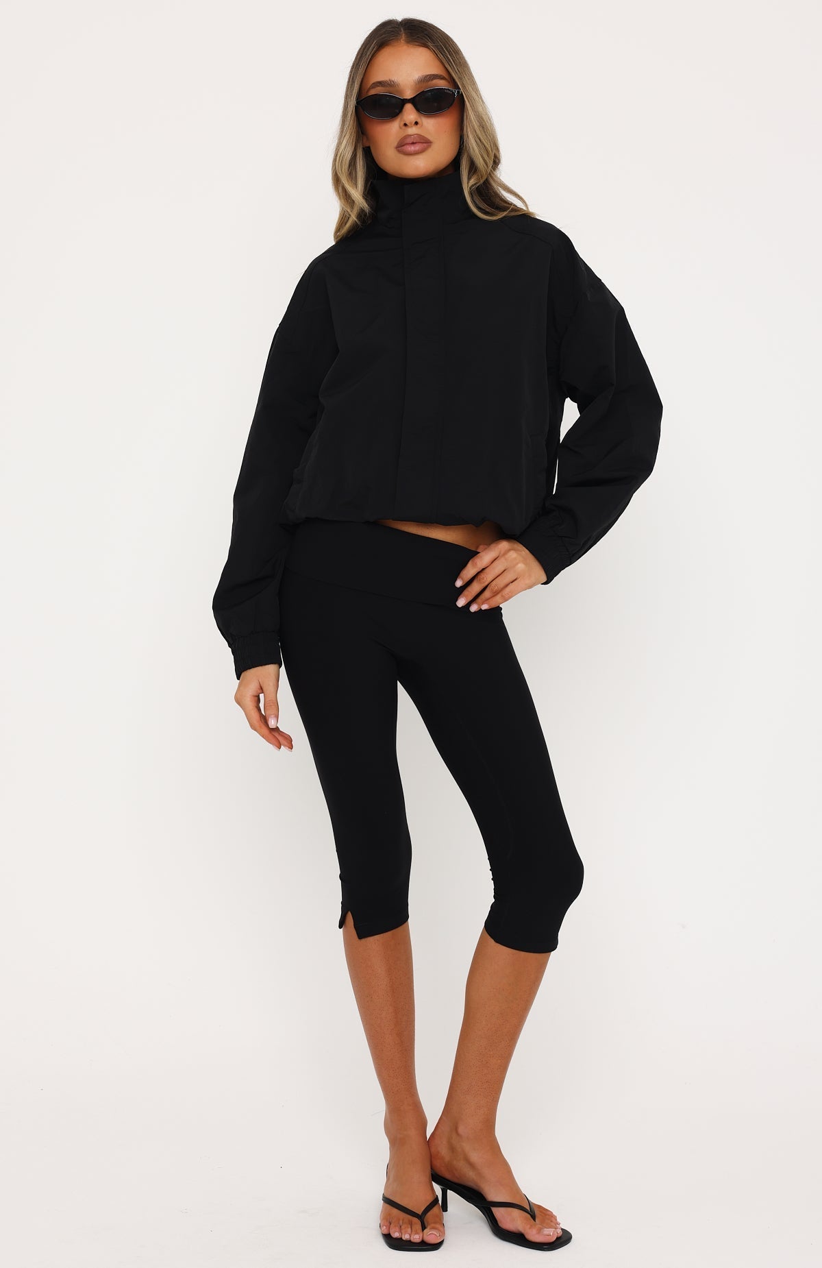 White Fox Cool Vibe Funnel Neck Jacket Black