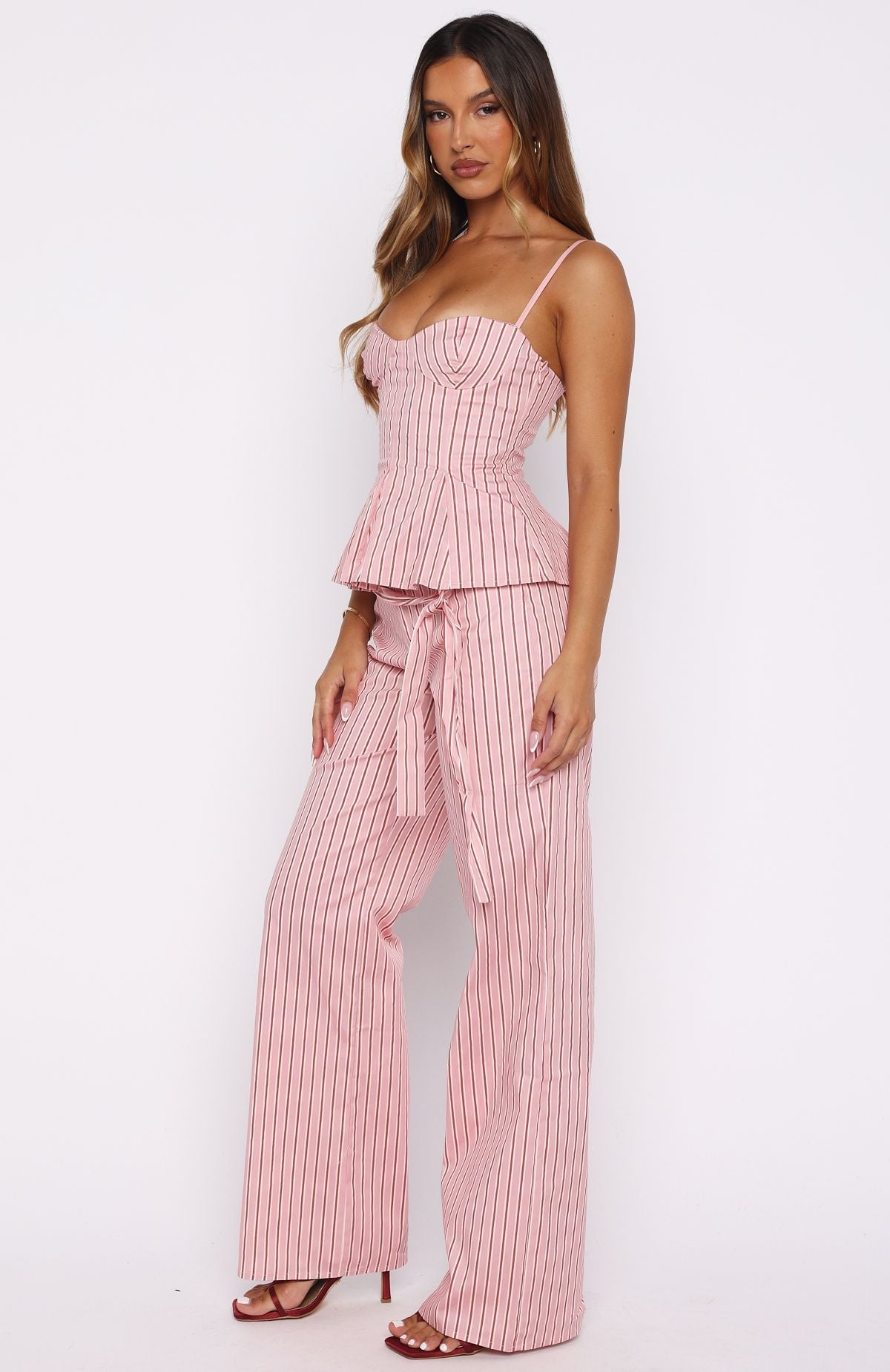 White Fox Tempt Me Not Pants Pink Stripe