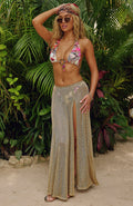 White Fox Sunlight Hibiscus Knit Maxi Skirt Gold Rush