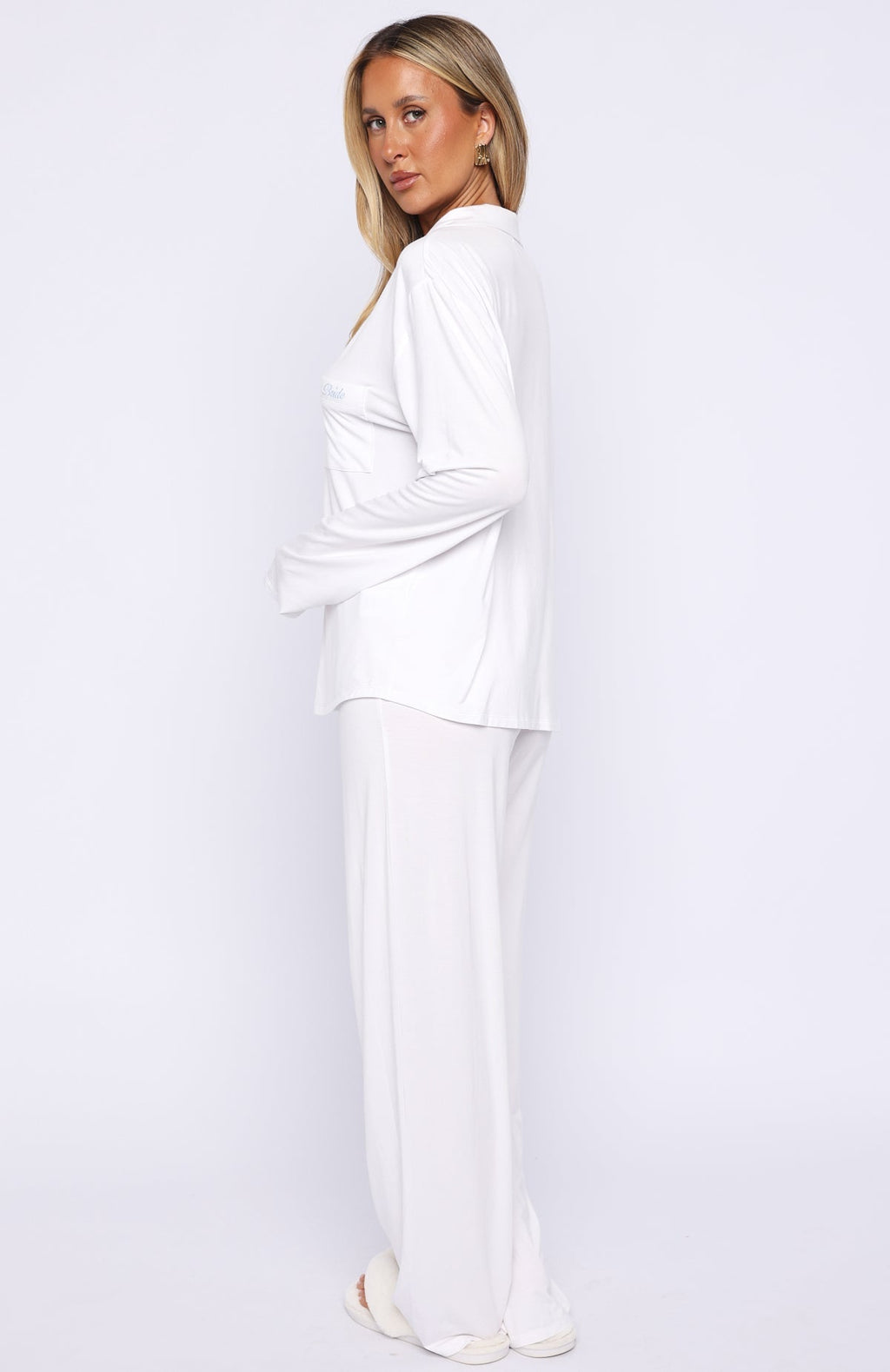 White Fox Bridal Party Long Sleeve Pyjama Set Off White