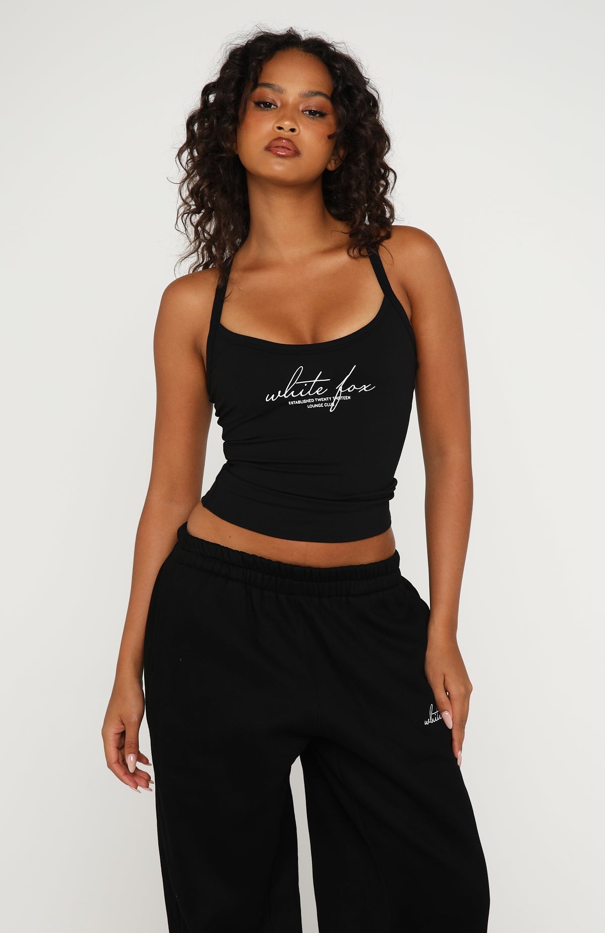 White Fox Know What You Want Singlet Top Black