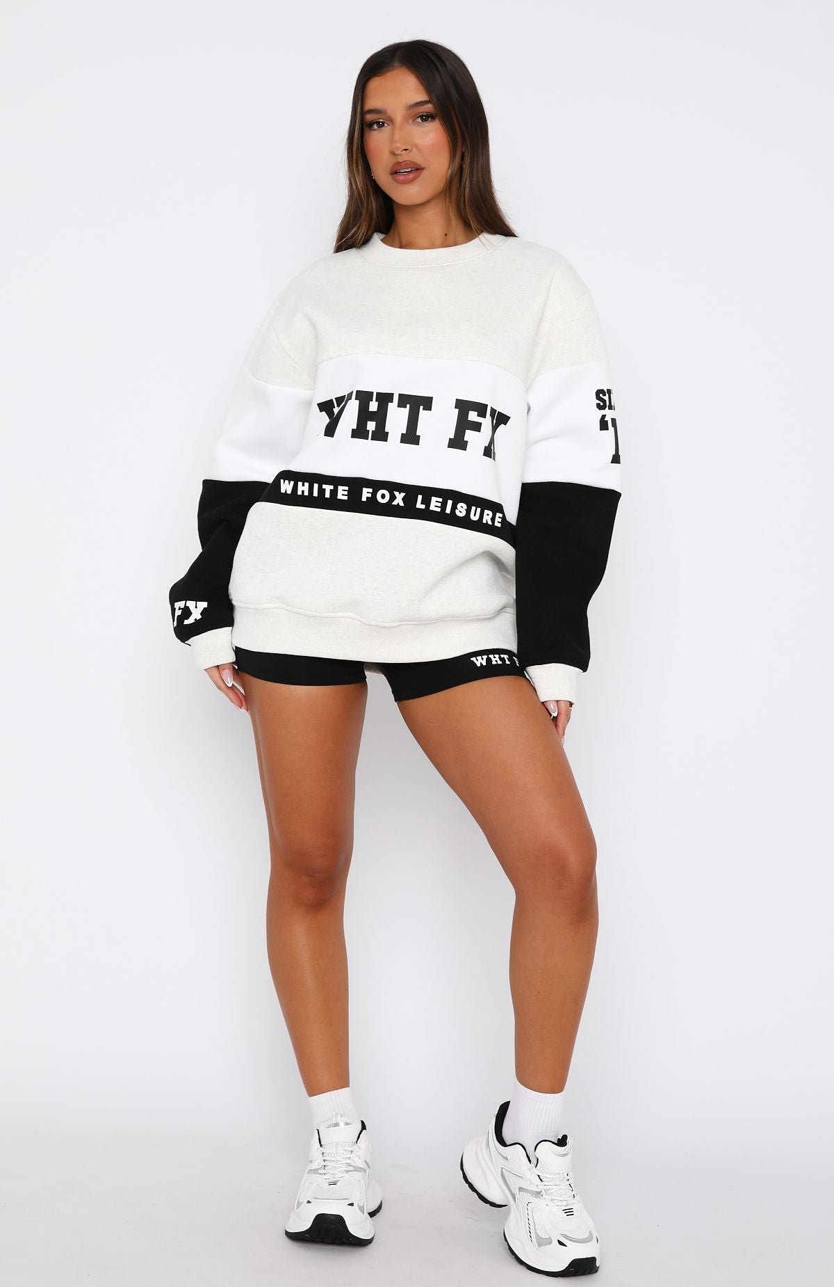 White Fox Latest And Greatest Oversized Sweater Grey Marle/Black