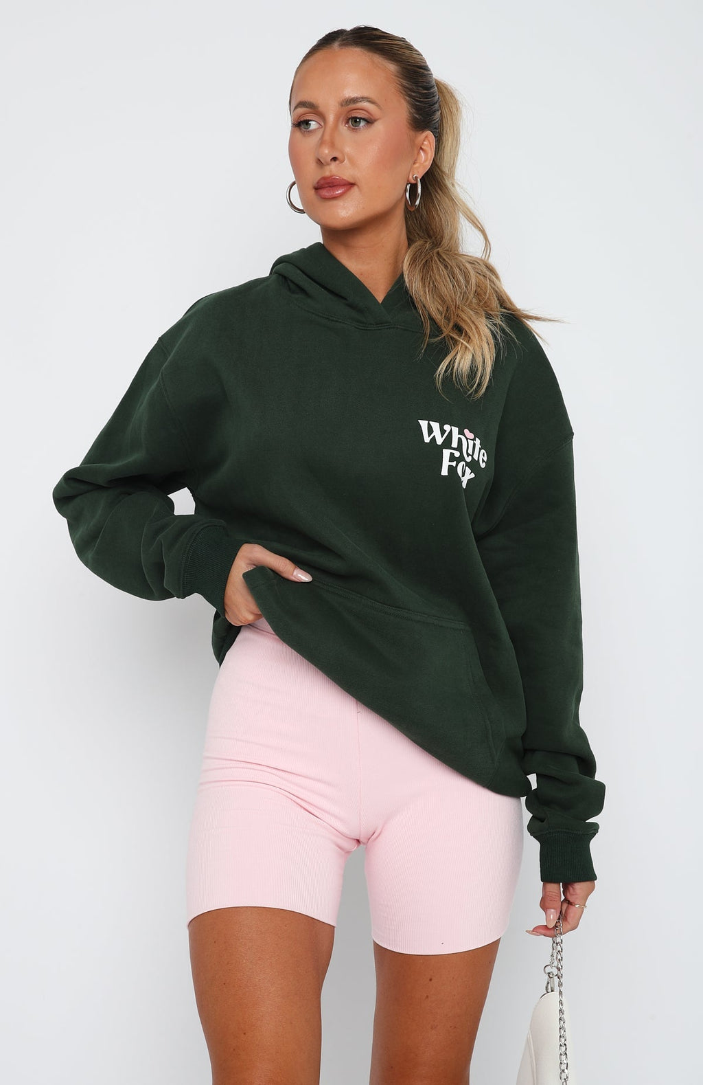White Fox All You Need Is Love Hoodie Forest Green
