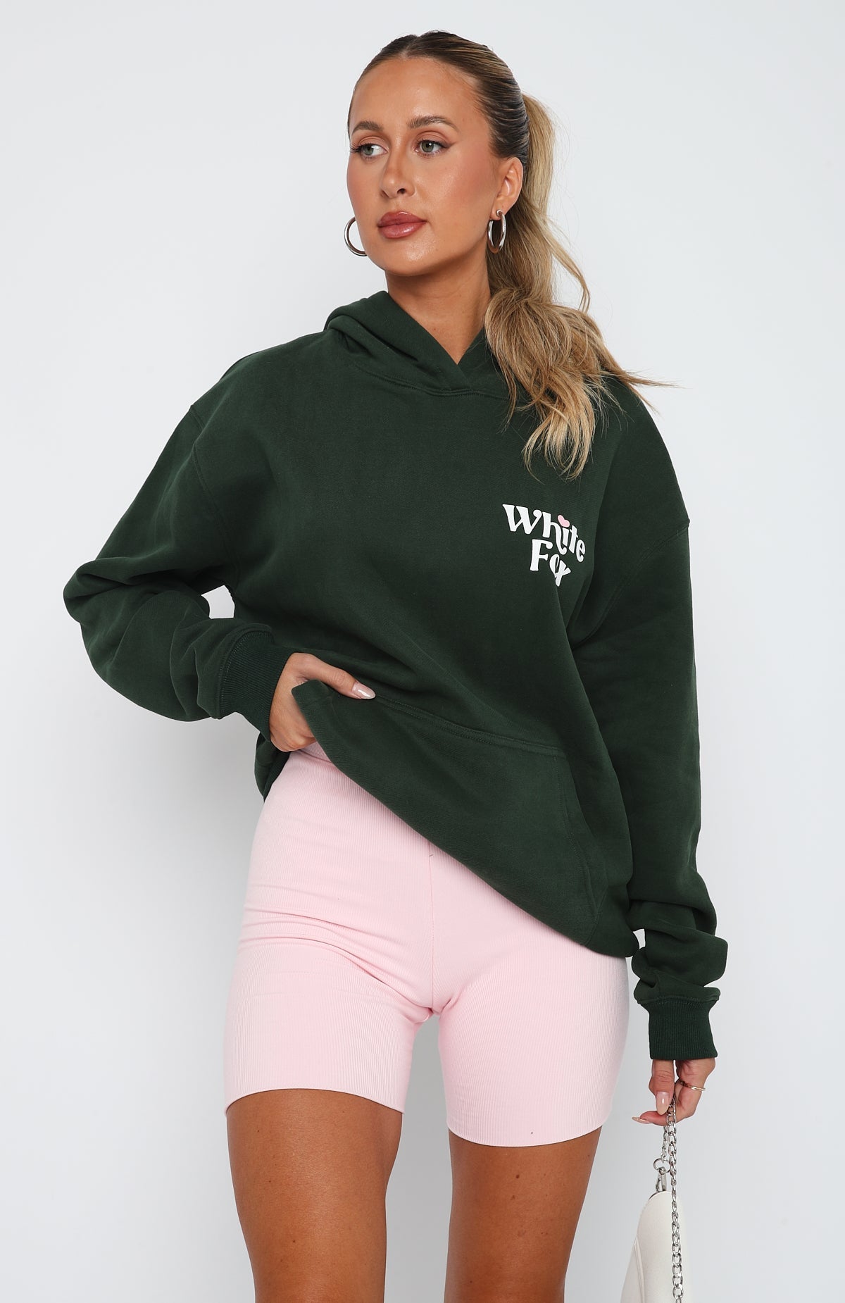 White Fox All You Need Is Love Hoodie Forest Green