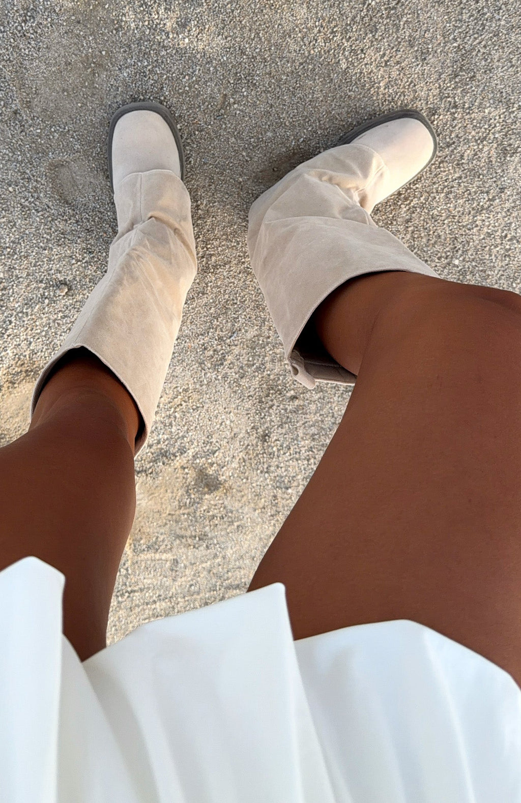 White Fox Tinashe Knee High Boots Sand
