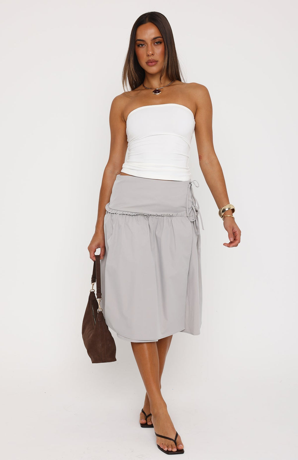 White Fox Sweet Chaos Midi Skirt Dove