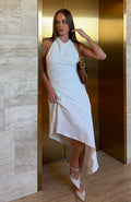 White Fox Night Hustle Halter Midi Dress White