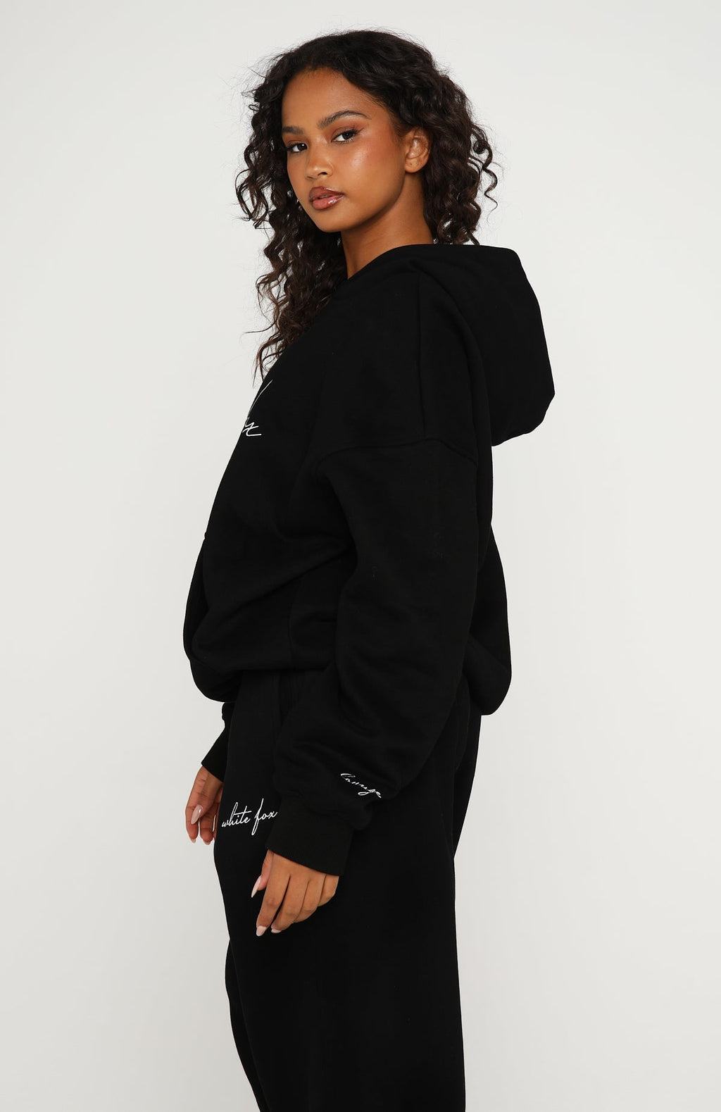 White Fox Know What You Want Oversized Hoodie Black