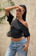 White Fox Marrakech Moments Cinched Waist Top Black