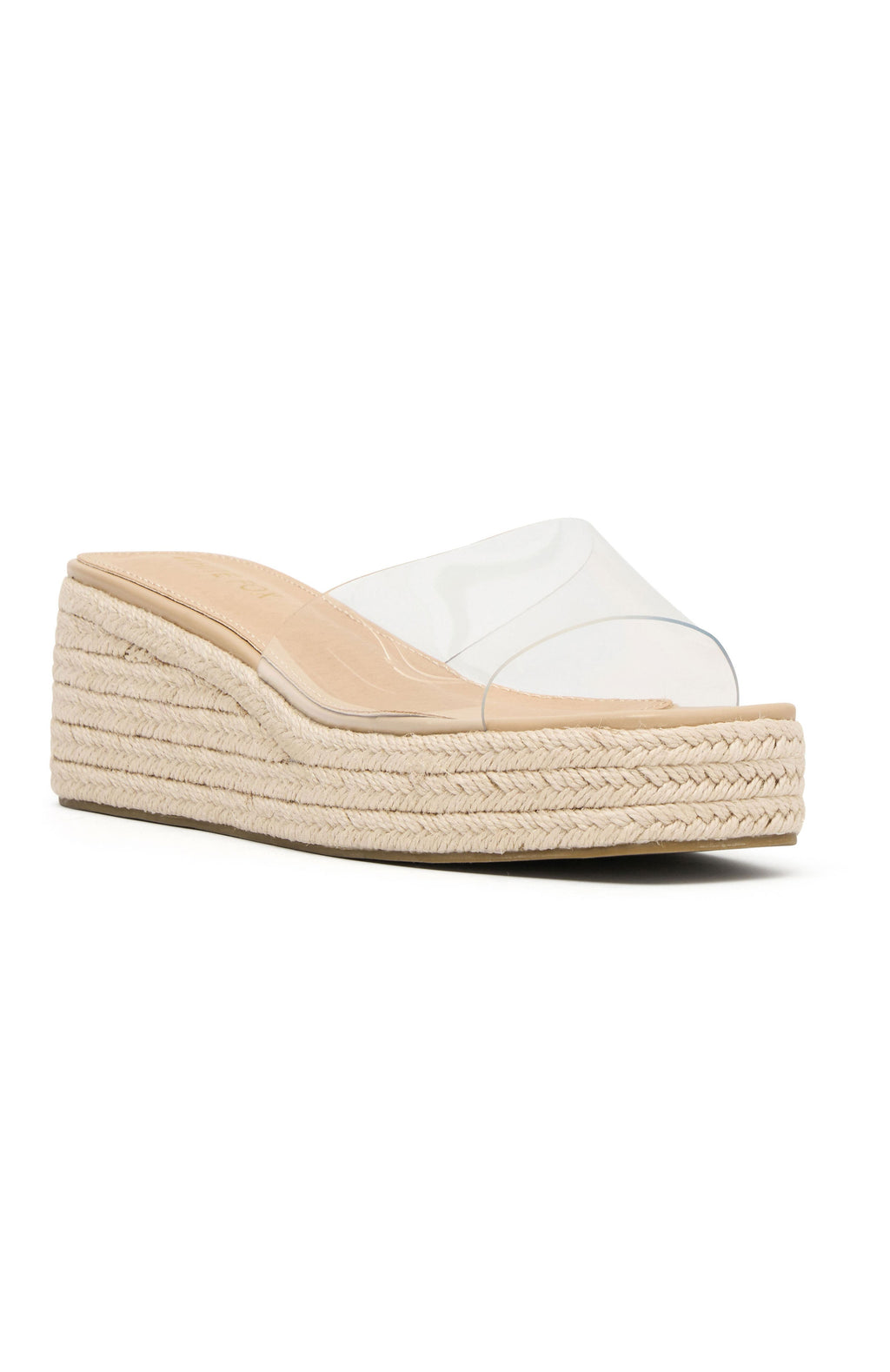 White Fox Rayna Platform Slides Natural Woven