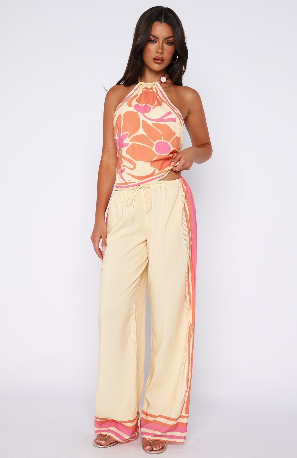 White Fox Tropic Muse Halter Top Lemon Symphony