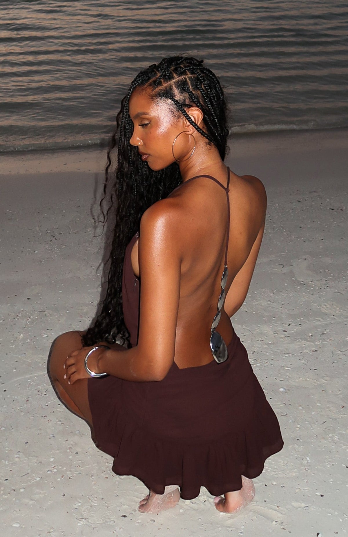 White Fox Back To Dazzle Mini Dress Chocolate