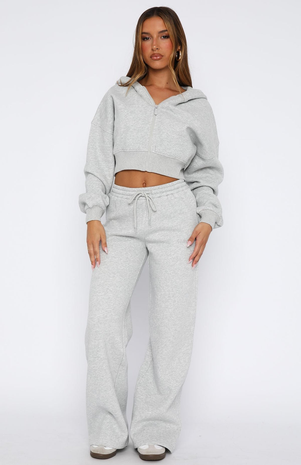 White Fox Stay Lifted Wide Leg Sweatpants Dark Grey Marle