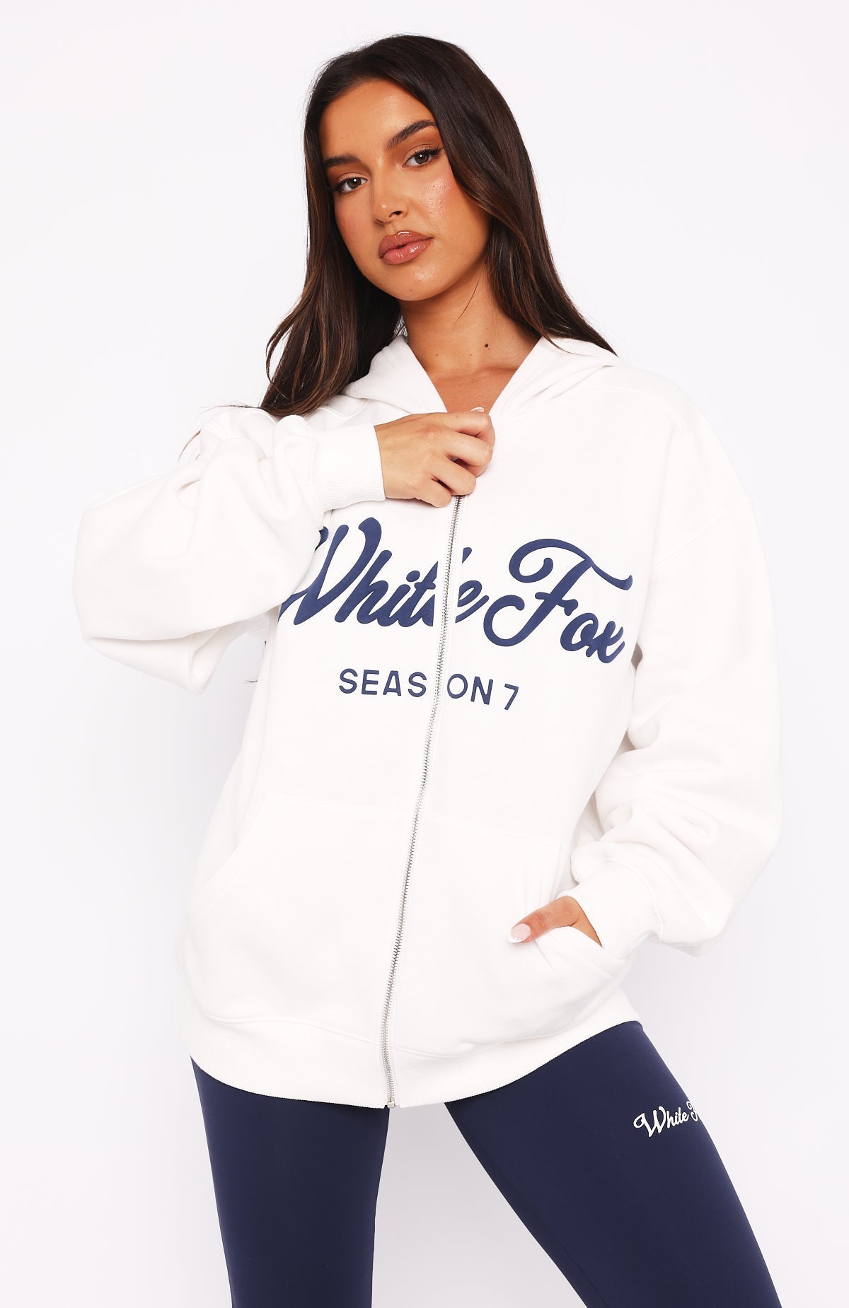 White Fox Season 7 Zip Front Hoodie Snow