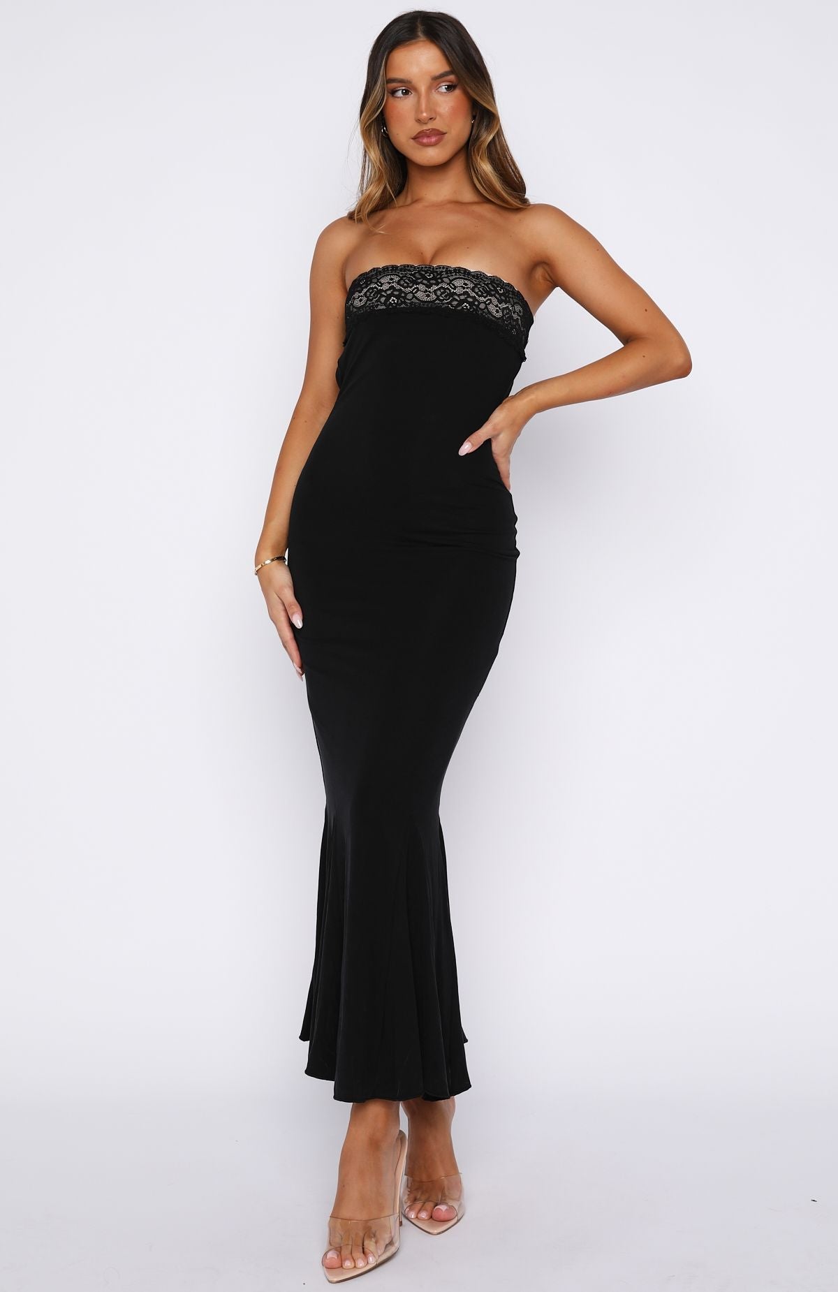 White Fox Pearl And Prosecco Midi Dress Black