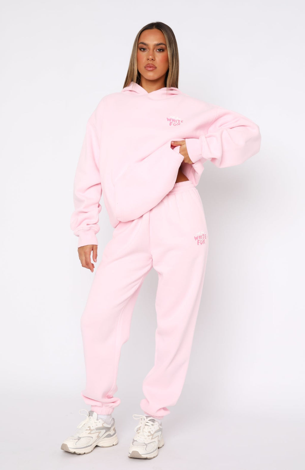 White Fox With Love Always Sweatpants Baby Pink