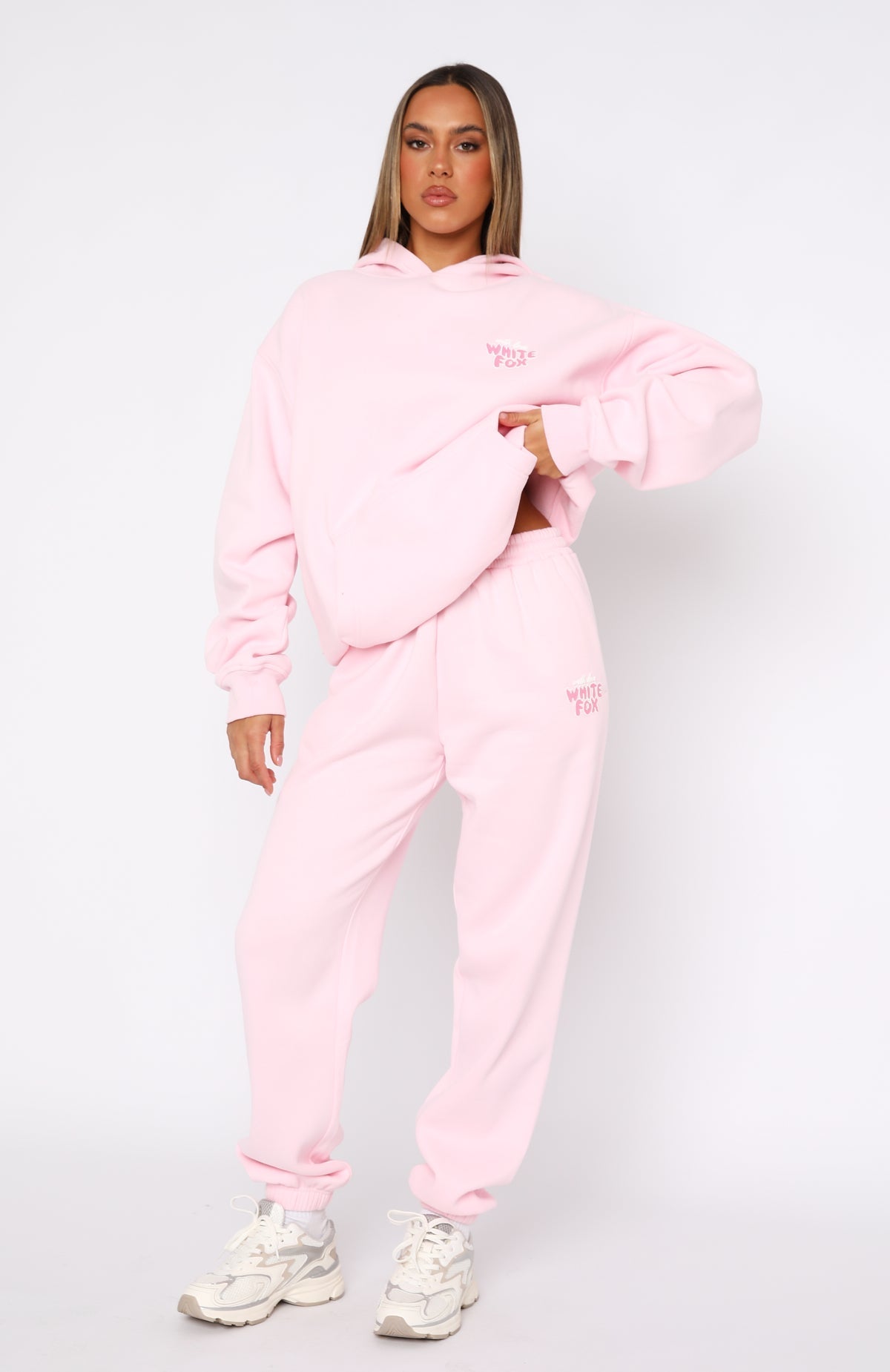 White Fox With Love Always Sweatpants Baby Pink