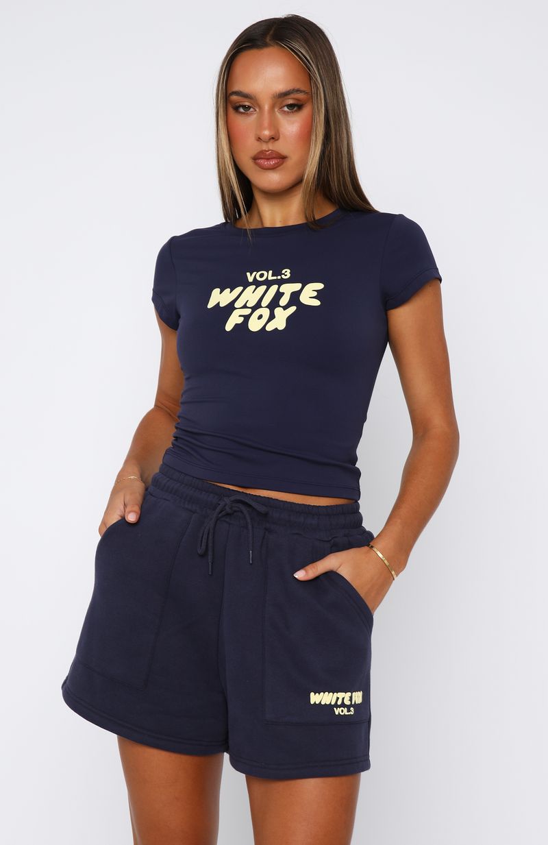 White Fox Offstage Fitted Baby Tee Stellar