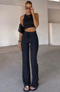 White Fox Adore You Ribbed Pants Black