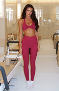 White Fox Go Getter High Waisted Leggings Berry