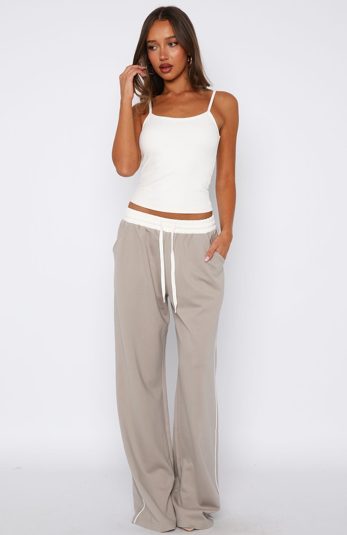White Fox True Feelings Wide Leg Pants Moon