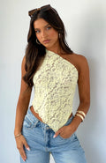 White Fox It's A Love Story Lace Top Lemon