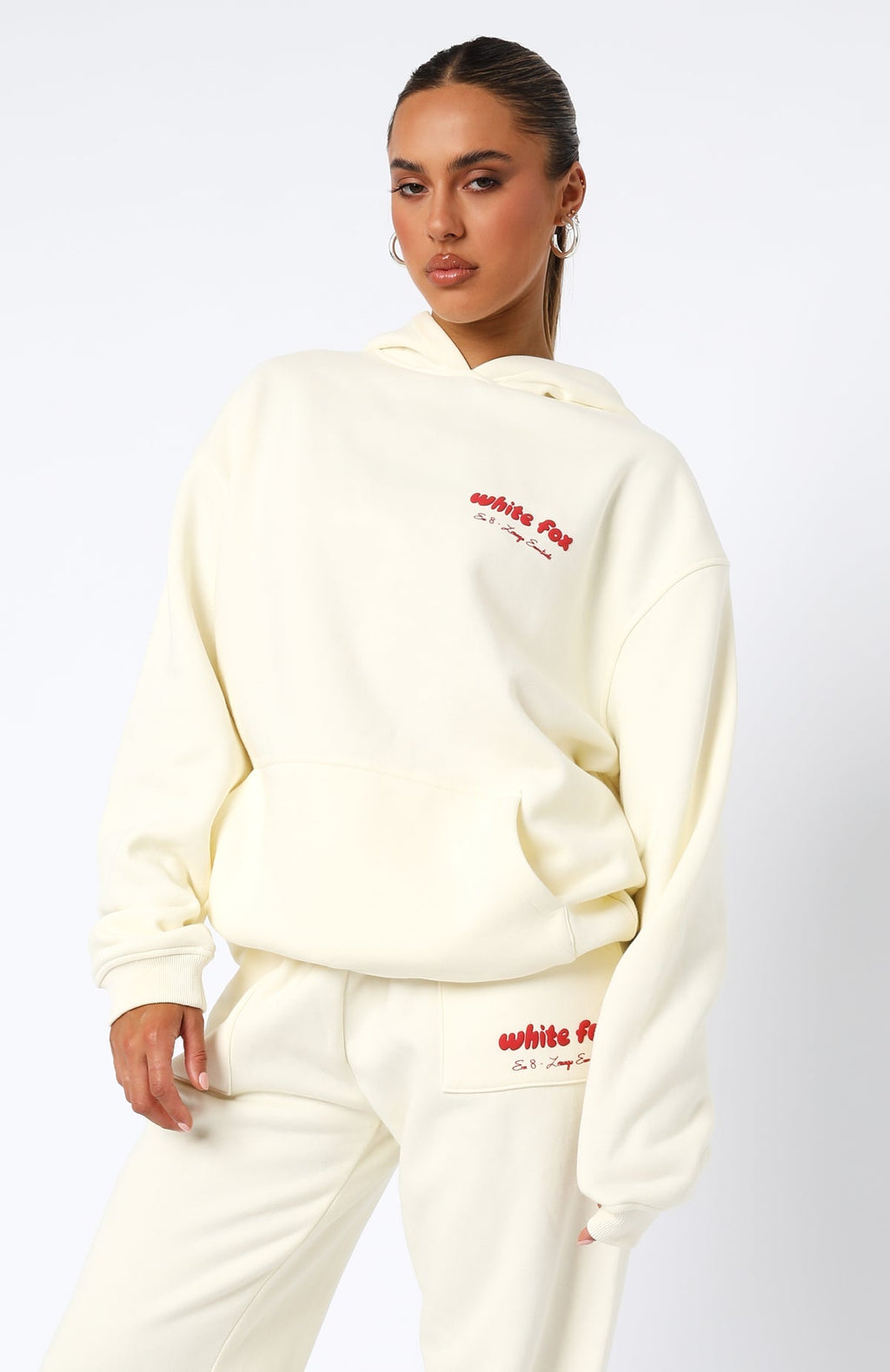 White Fox Era 8 Oversized Hoodie Cherry Cream