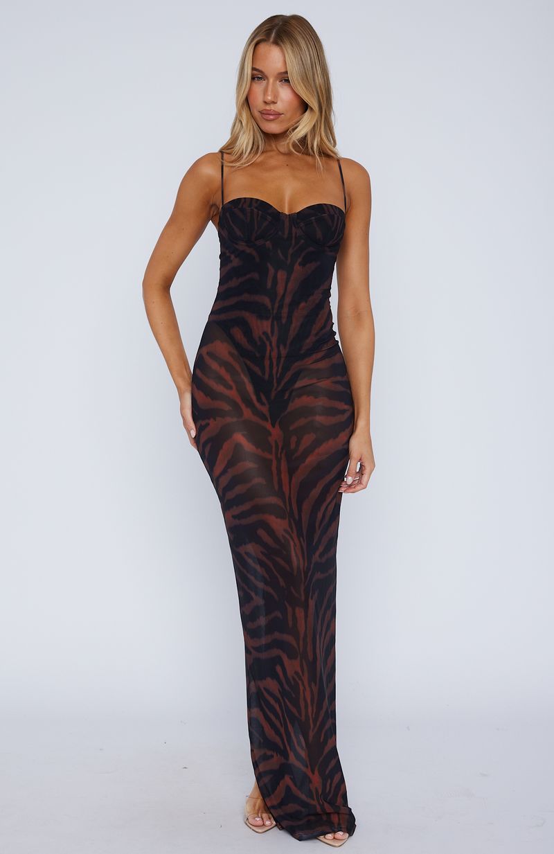 White Fox Dream Of Me Maxi Dress Amber Zebra