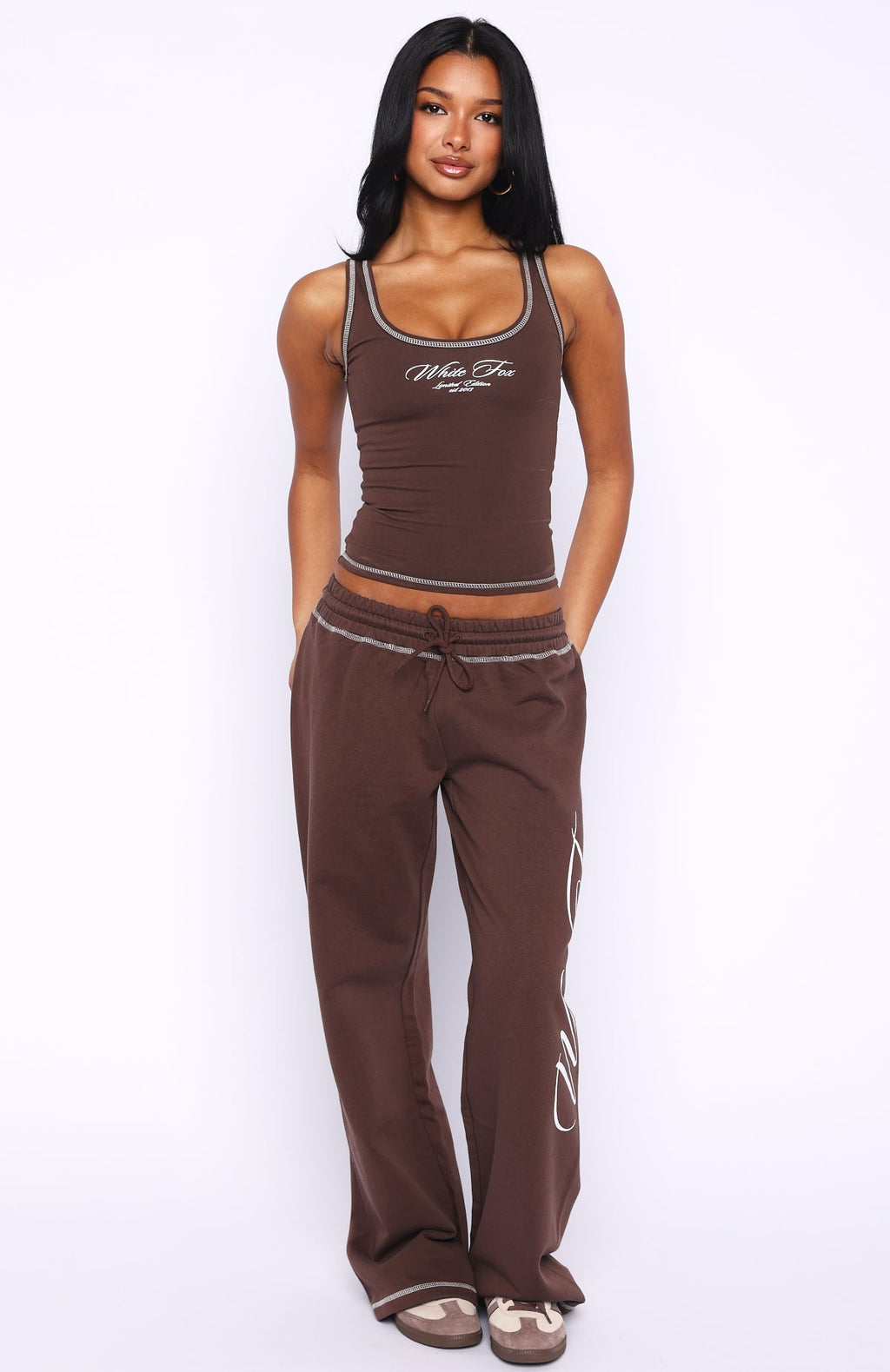 White Fox Don't Need Anyone Tank Top Chocolate