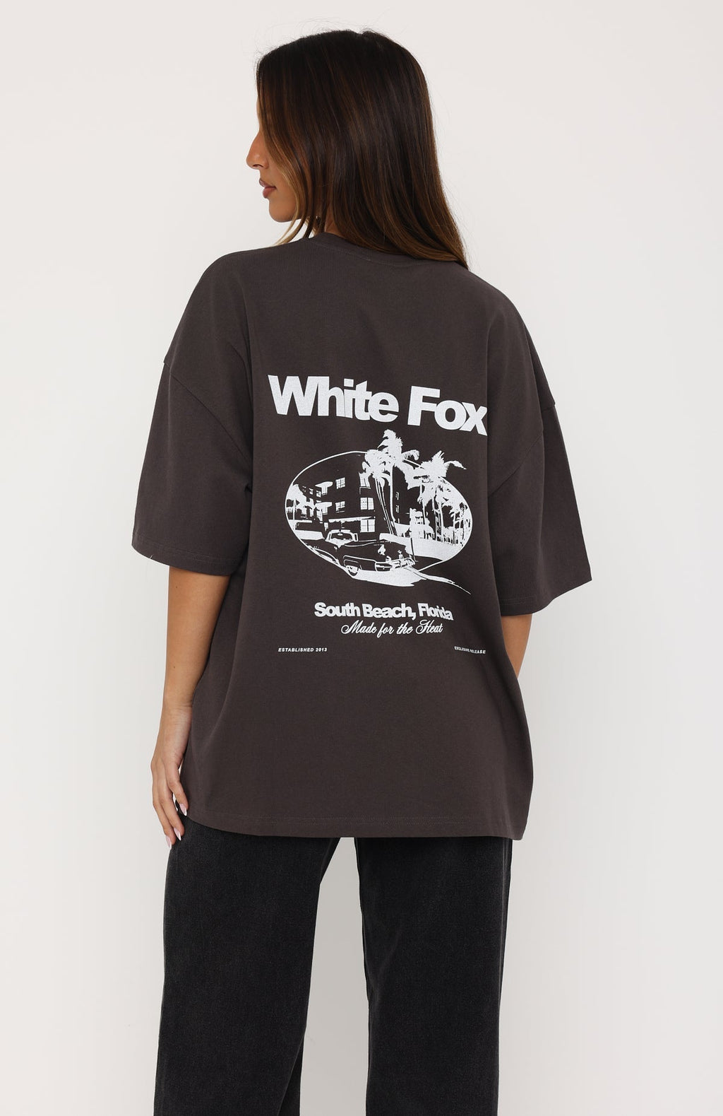 White Fox Made For The Heat Oversized Tee Charcoal