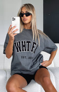 White Fox Give It Away Oversized Tee Charcoal