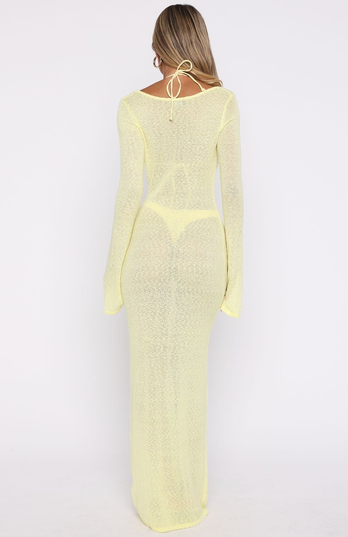 White Fox Malta Mermaids Long Sleeve Maxi Dress Lemon