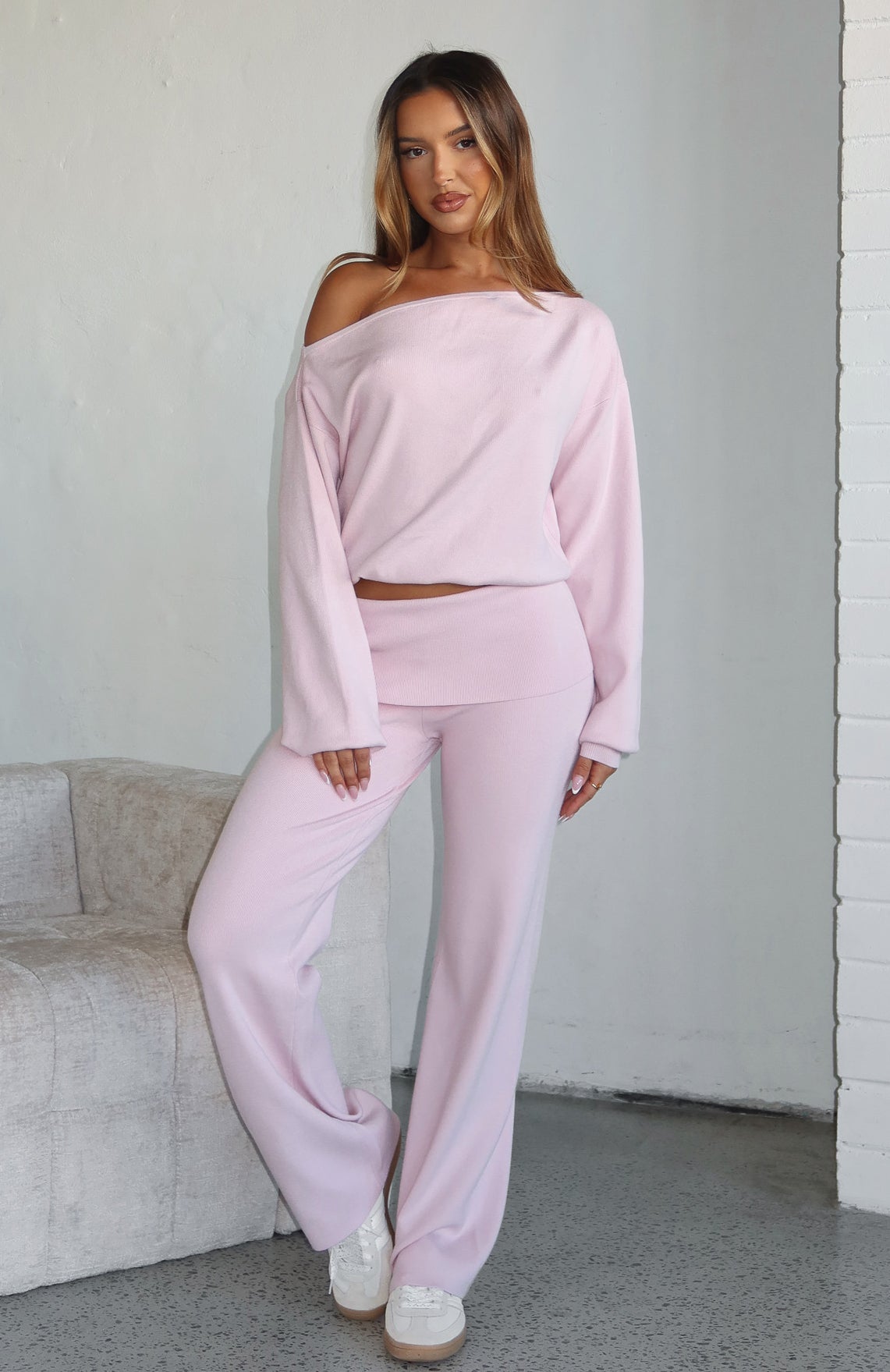 White Fox Can't Find The Words Knit Sweater Pink