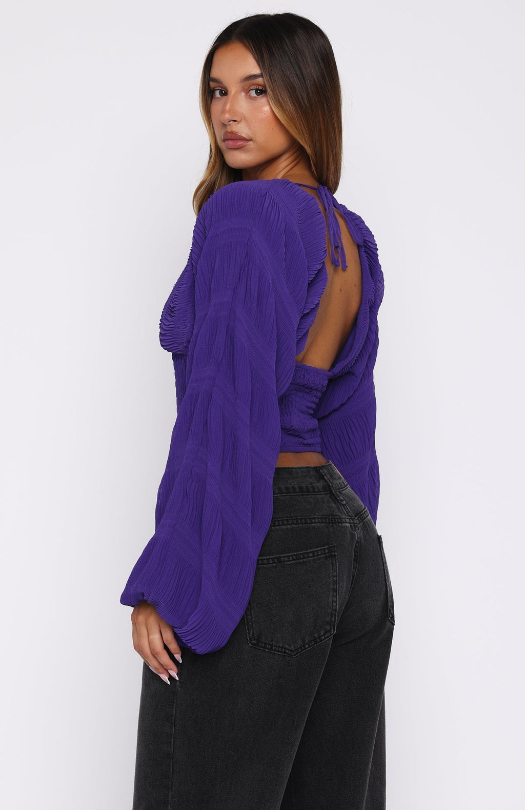 White Fox Love Shy Long Sleeve Top Violet