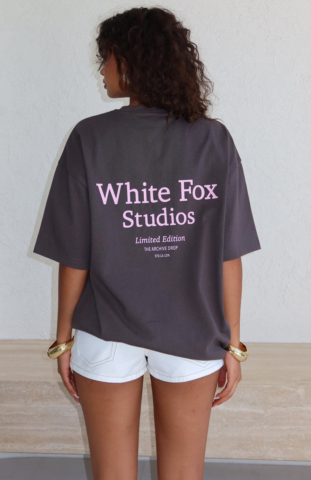 White Fox Midnight Chill Oversized Tee Charcoal