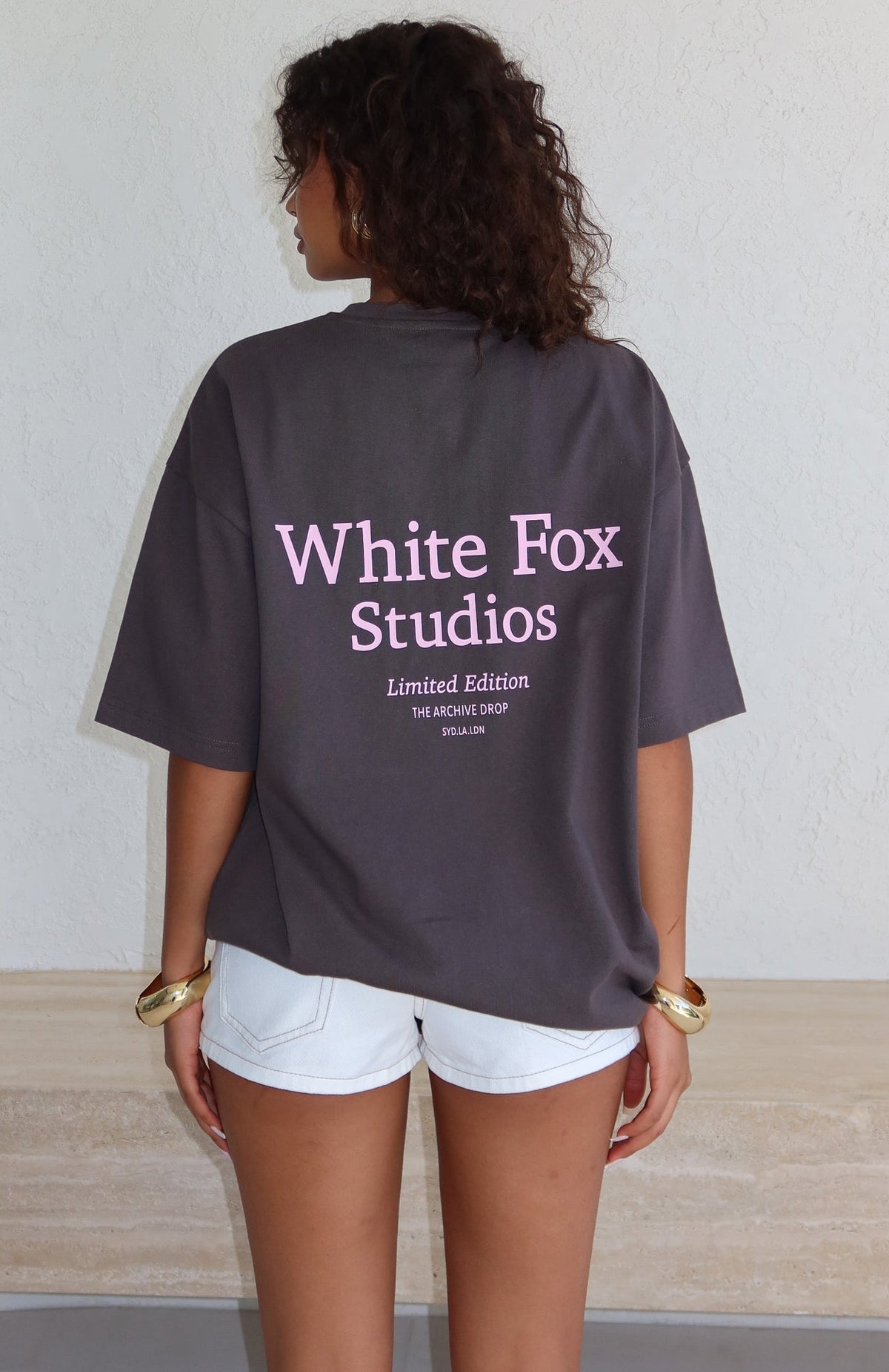White Fox Midnight Chill Oversized Tee Charcoal