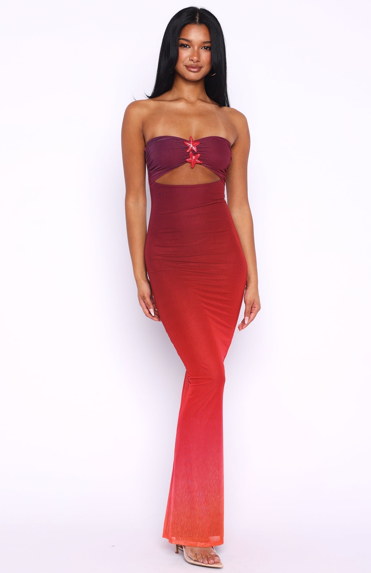 White Fox On Another Level Strapless Maxi Dress Sunset Mirage