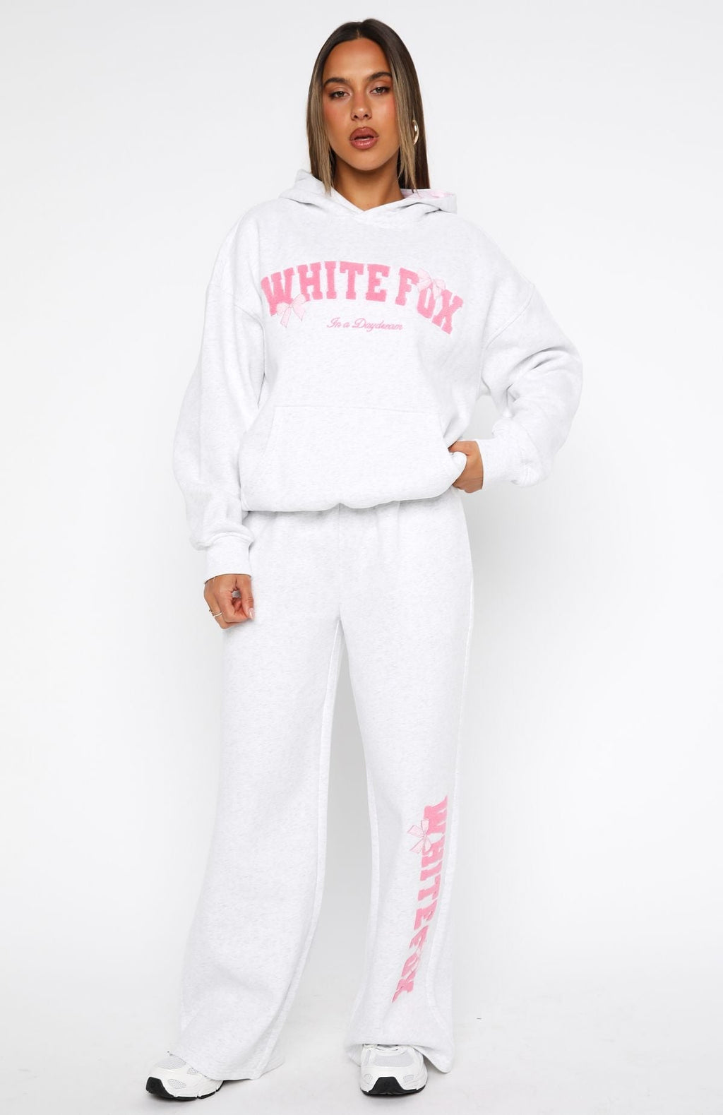 White Fox Daydreamers Madeline Oversized Hoodie Grey Marle