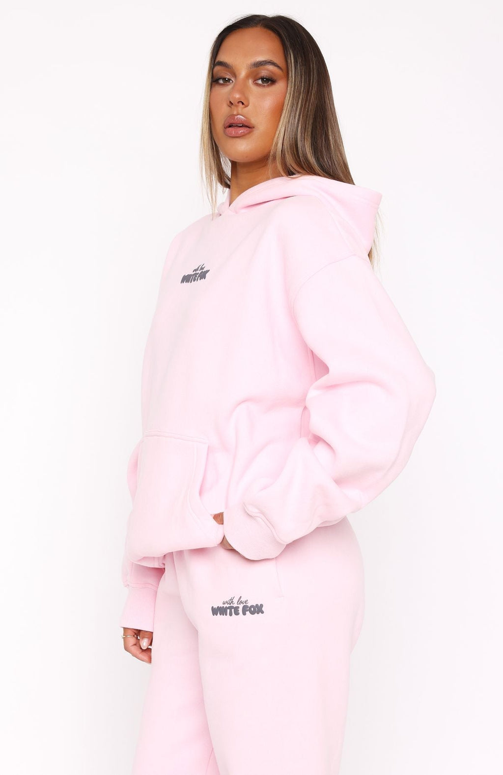 White Fox With Love In The Moment Oversized Hoodie Pink